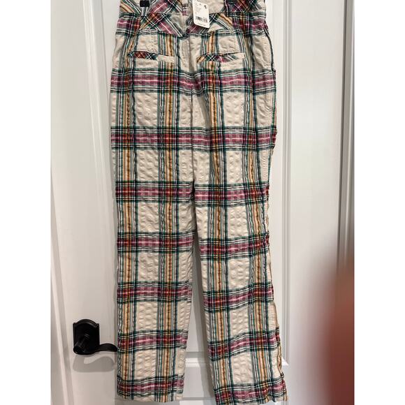 MSRP $148 NWT Free People Marlowe Seersucker Plaid Trousers Suze S | QUICK SHIP - Picture 4 of 7